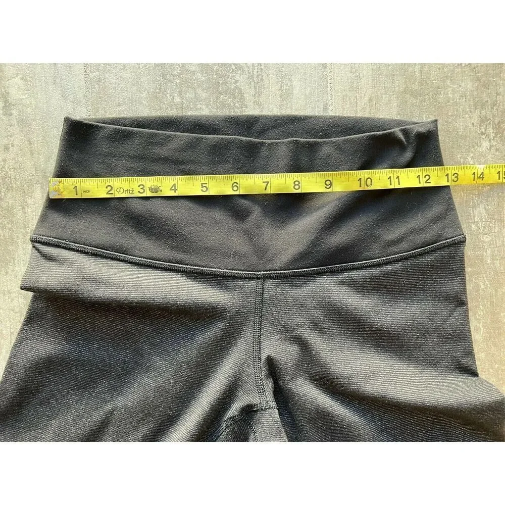 LULULEMON Wunder Under Wee Stripe Heathered Black Leggings Luon RARE Roll Down 6
